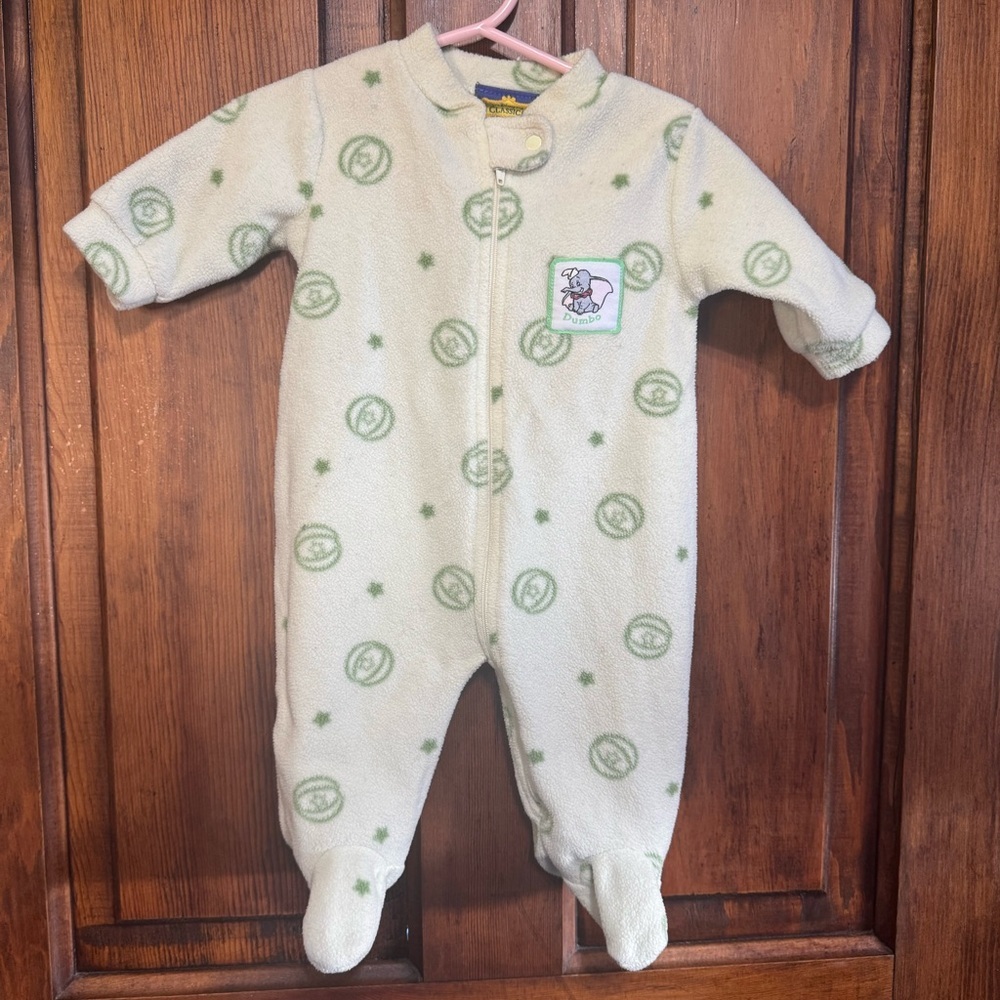 Vintage Disney Dumbo Fleece Footie Sleeper Size 0-3 Months